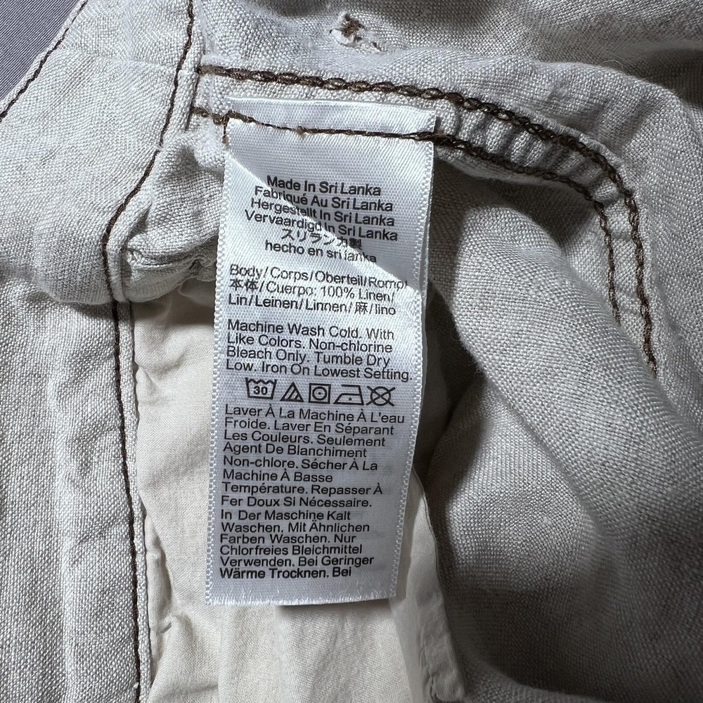 Madewell Wide Leg Pants Womens 2 Ivory 100% Linen High Rise Cropped Pockets - Picture 9 of 15